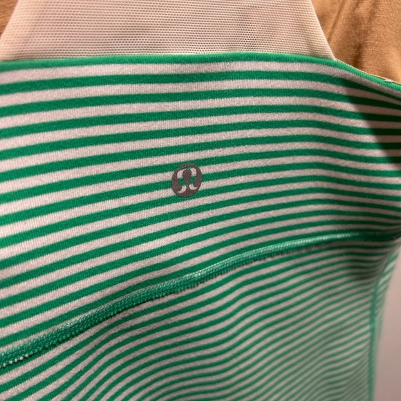 Lululemon size 8, green and white striped scoop neck racer back tank. Wide strap - Picture 5 of 8